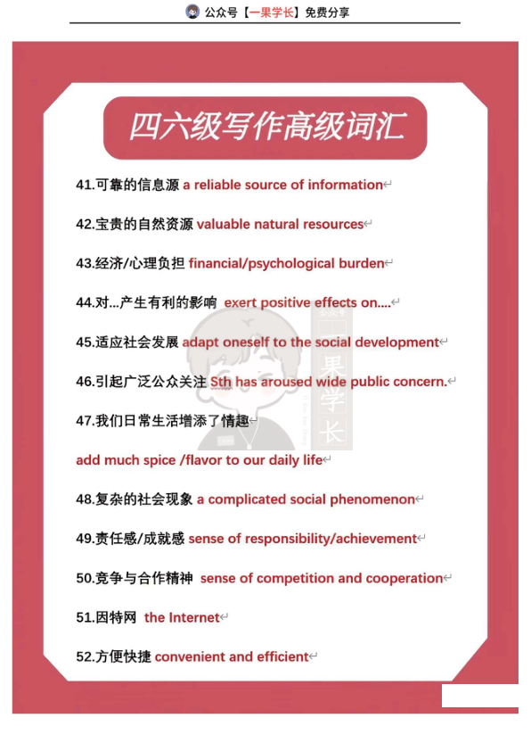 26四六级写作高级词汇
