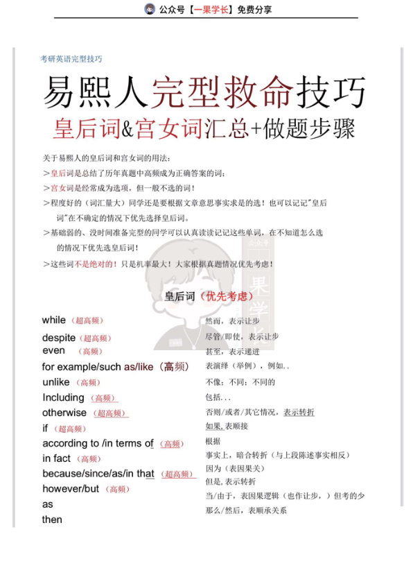 27考研易熙人完形救命技巧