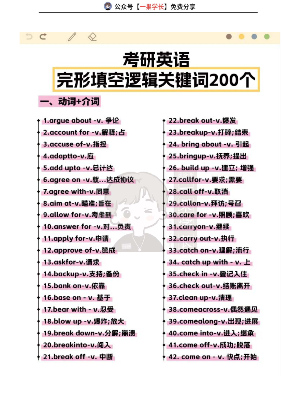 27考研完形填空逻辑关键词200个