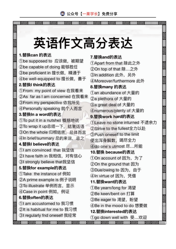 27考研英语作文高分表达