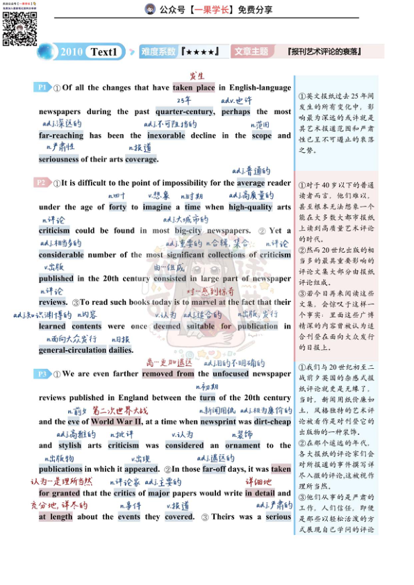 27考研研途可期2010年英语一Text1阅读中背单词