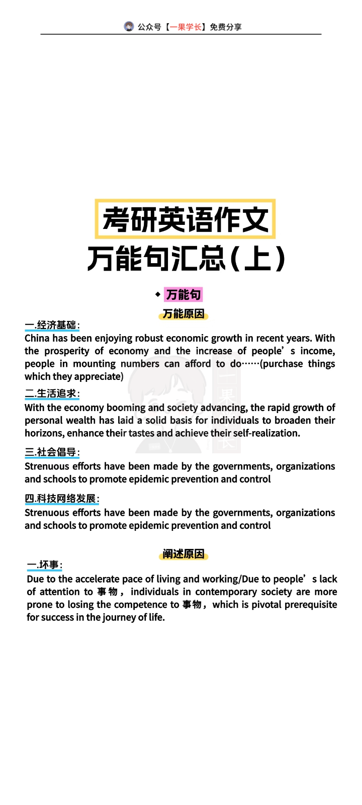 27考研作文万能句汇总(上)