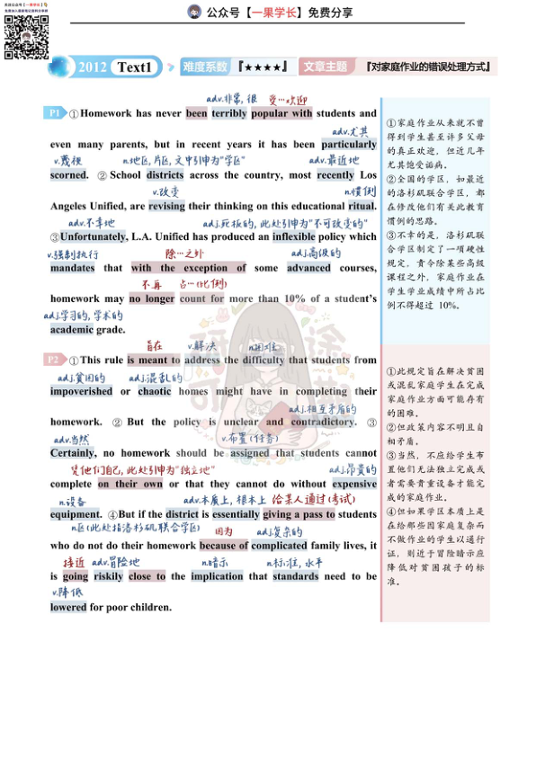 27考研研途可期2012年英语二Text1阅读中背单词
