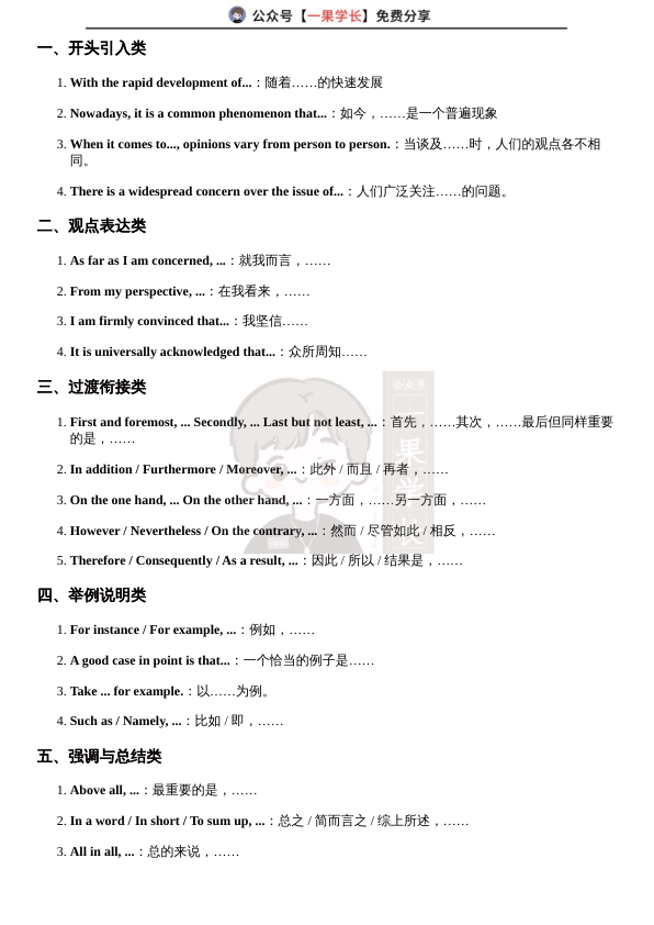 27考研英语作文过渡词