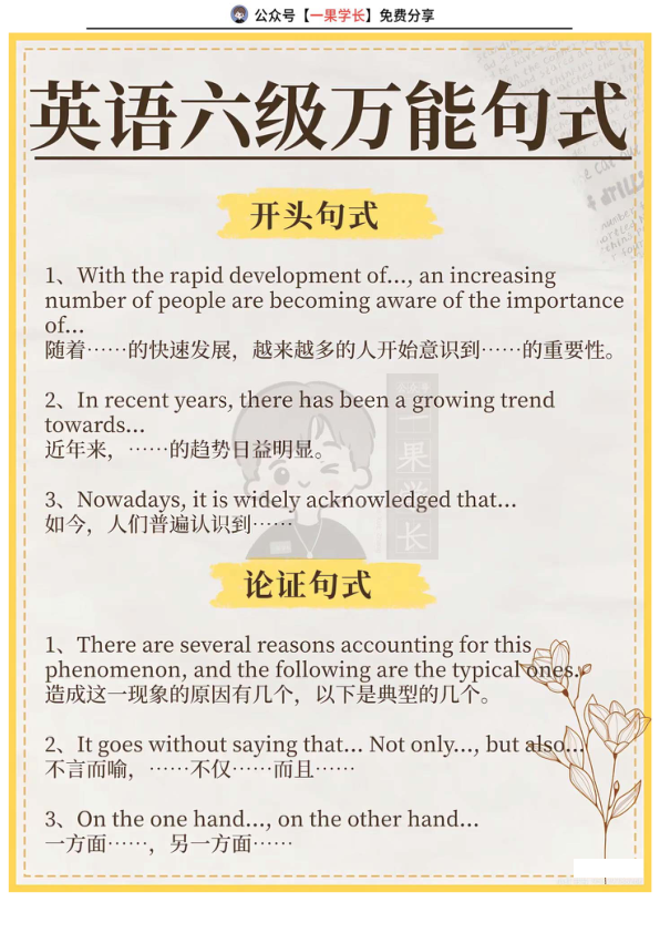 26四六级写作万能句式