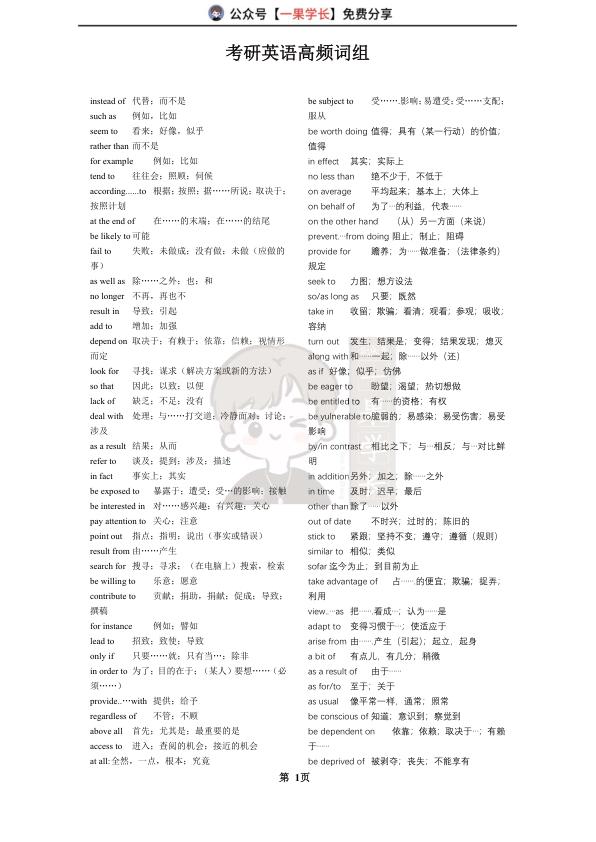 27考研英语高频词组
