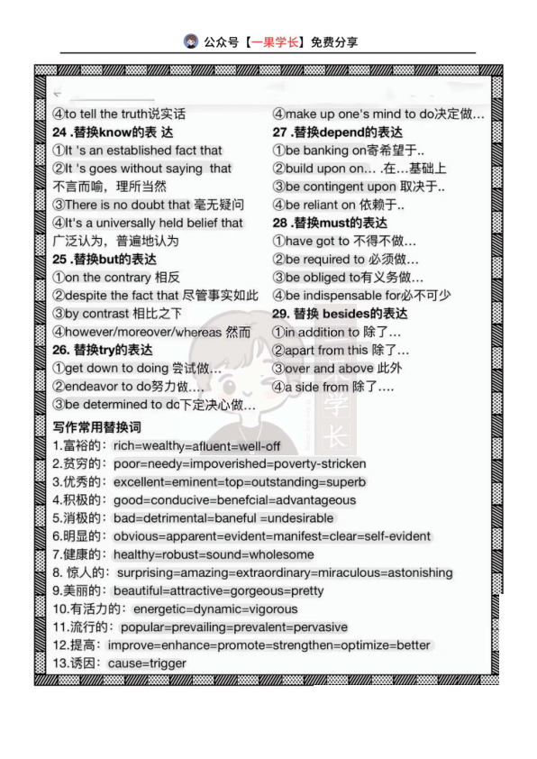 27考研英语作文高分表达