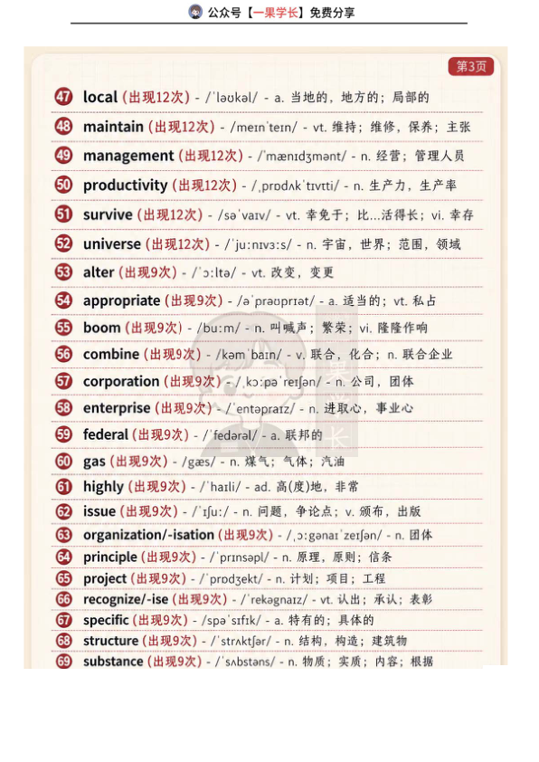 27考研英语常考高频单词集锦