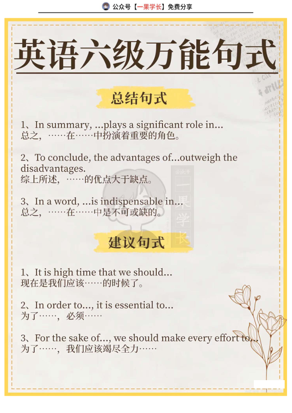 26四六级写作万能句式