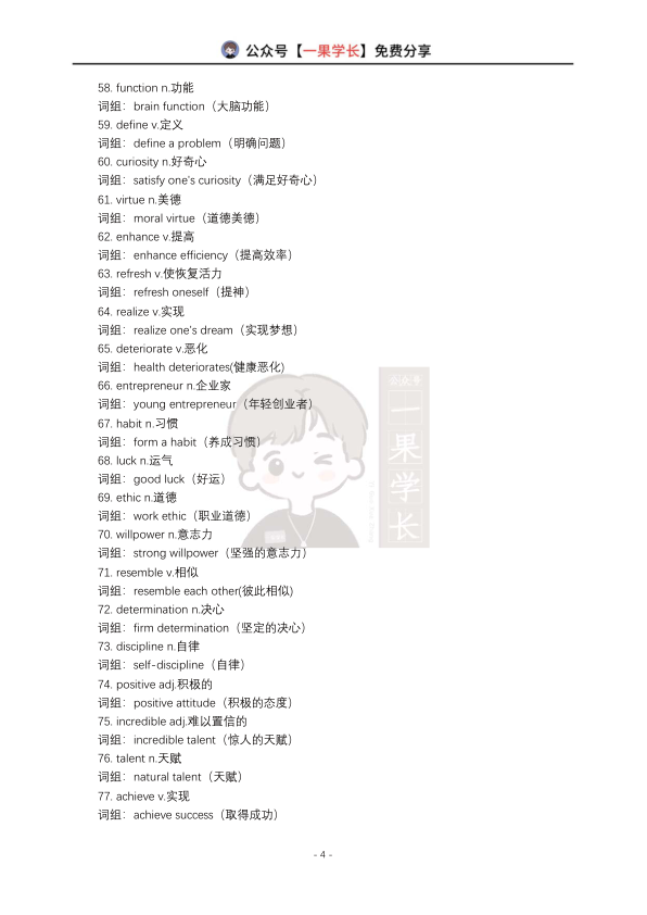 26四六级阅读考前冲刺高频词(梁伟)