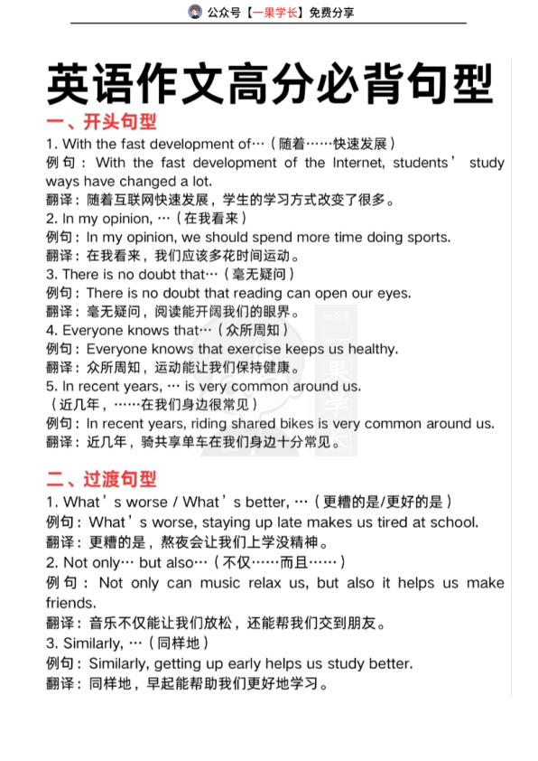 27考研英语作文高分必背句型