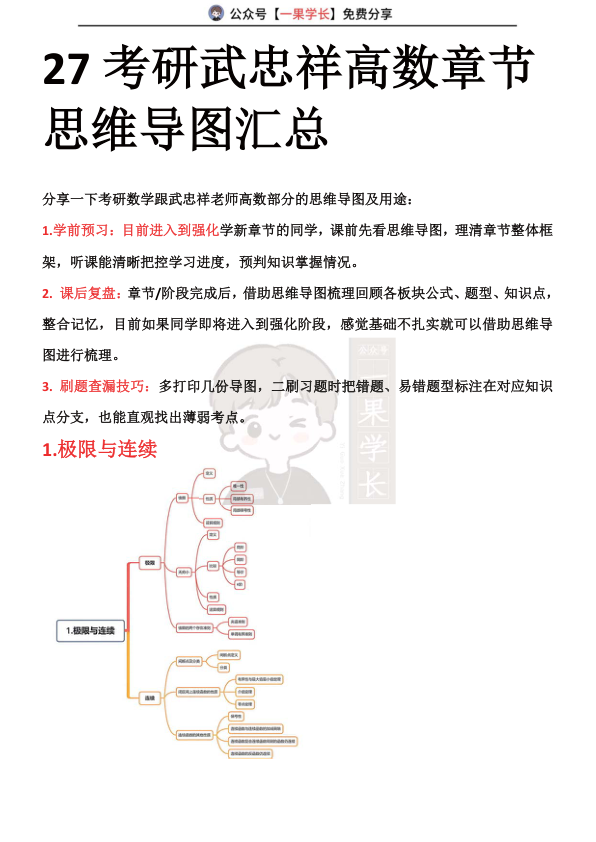 27考研武忠祥高数思维导图