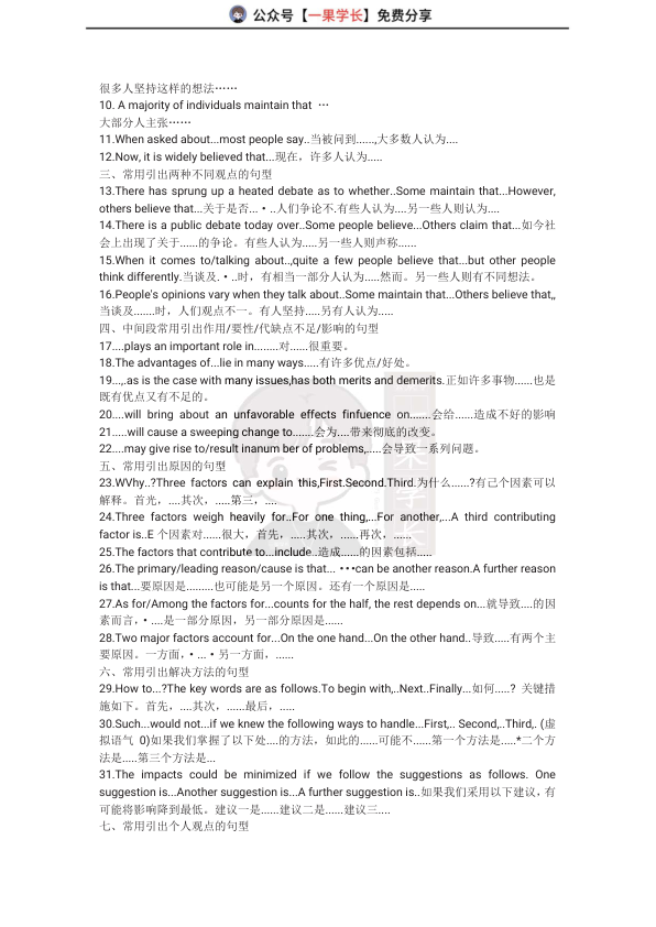 27考研英语作文万能句式