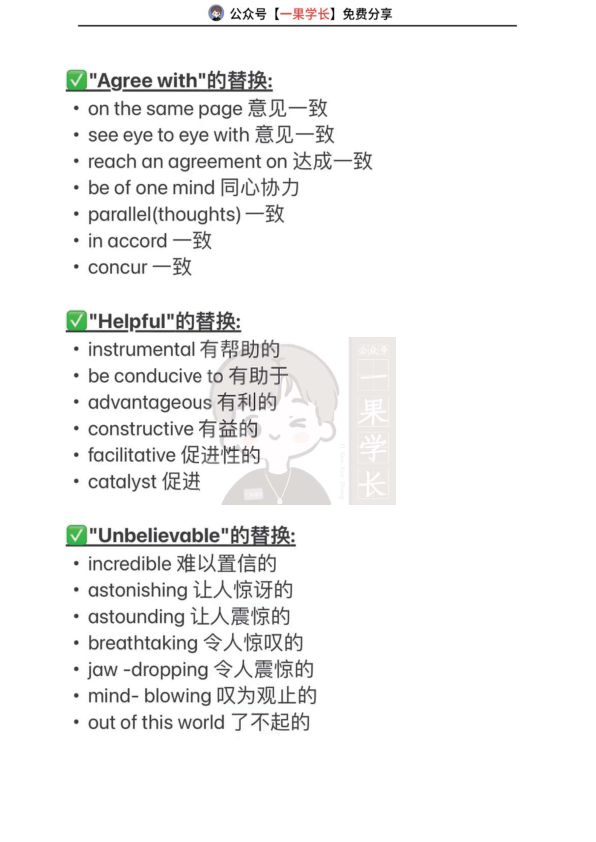 27考研英语作文高频替换词