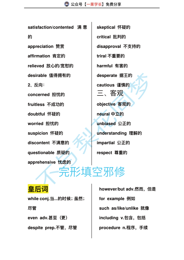 27考研英语态度词汇总