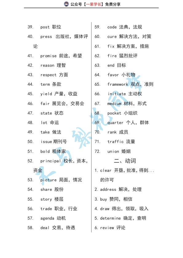 27考研英语熟词僻意(名词)