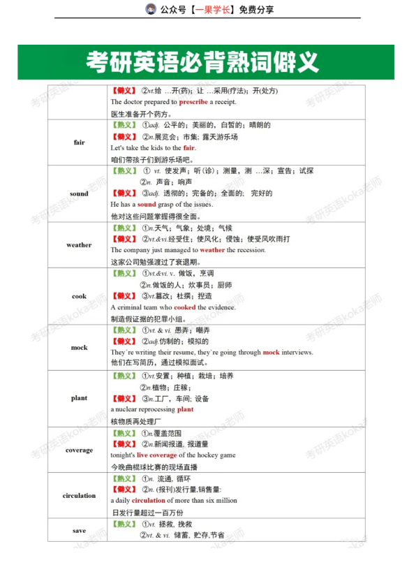 27考研英语必备熟词僻义