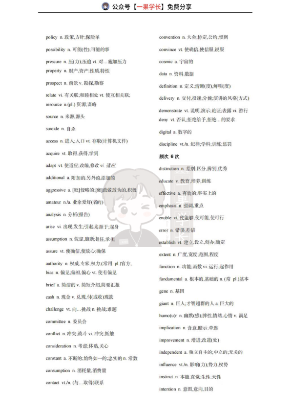 27考研英语阅读高频词(上)