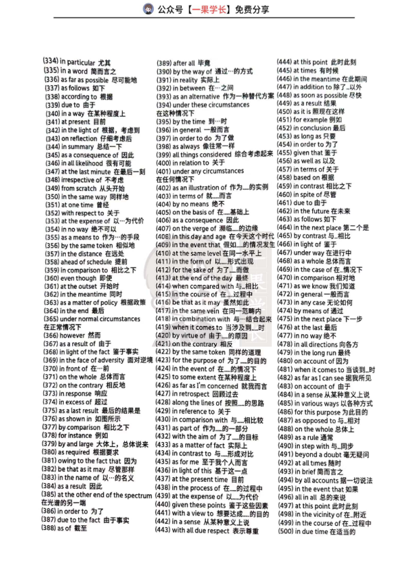 27考研英语真题500个高频短语