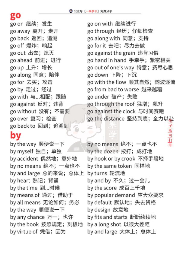 27考研完形填空固定搭配(诗兄)