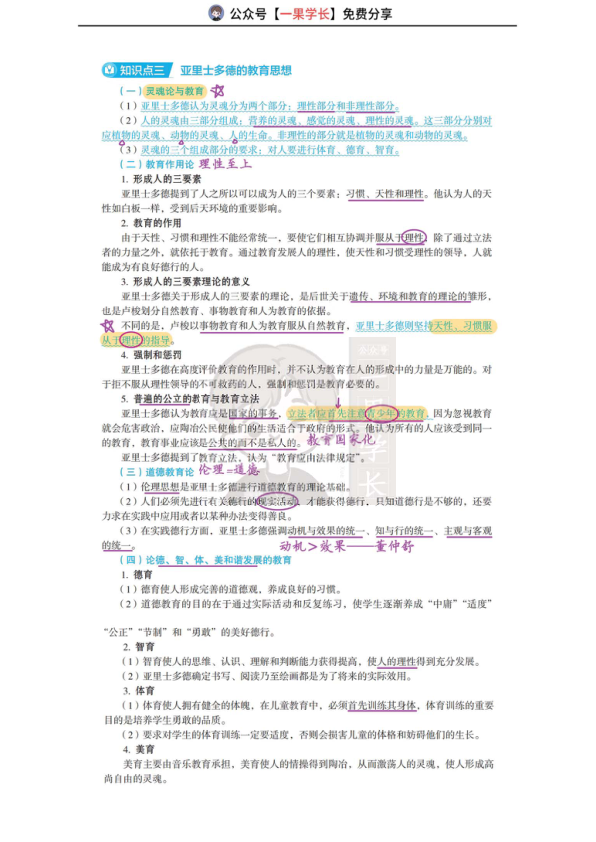 27考研丹丹外教史第一章:古希腊的教育思想-亚里士多德
