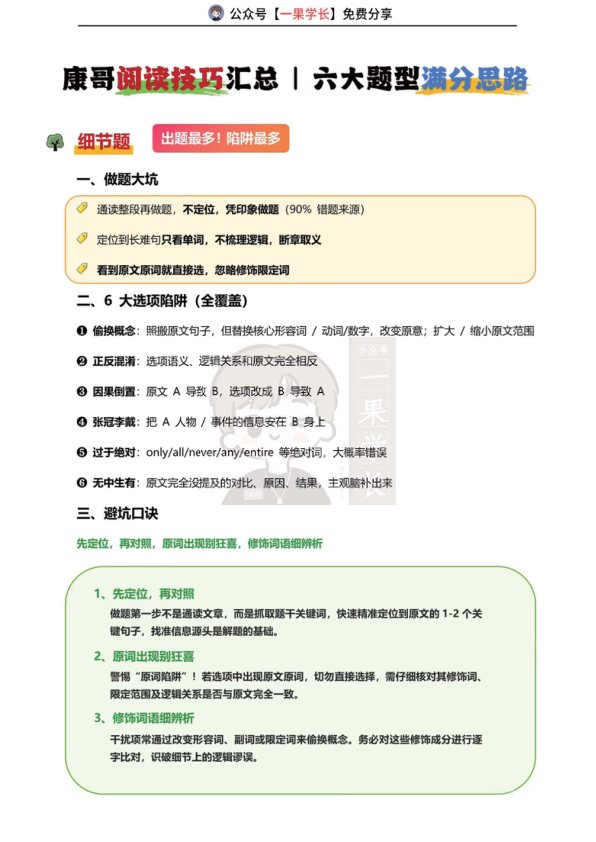27考研康哥阅读六大题型思路汇总