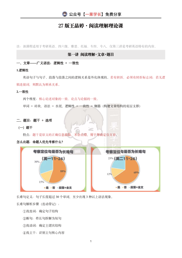 27考研王晶婷阅读理解理论课笔记（南山）