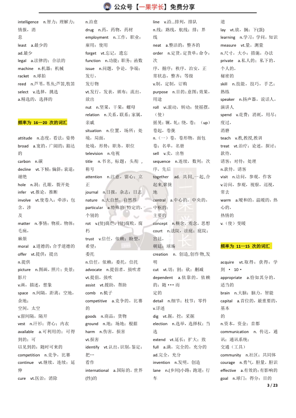 27考研英语词频统计版