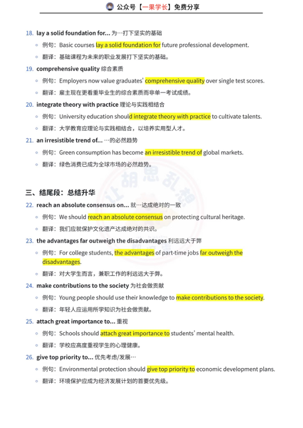 27考研提分高频词组