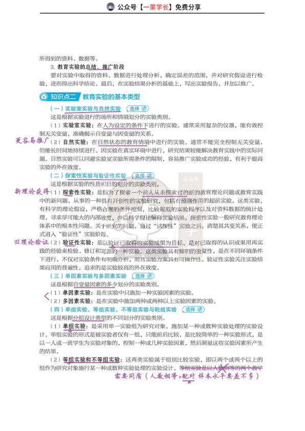 27考研丹丹311教研 教育实验研究概述
