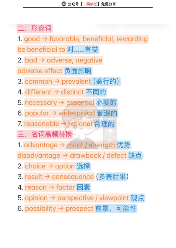 27考研英语作文高频替换词