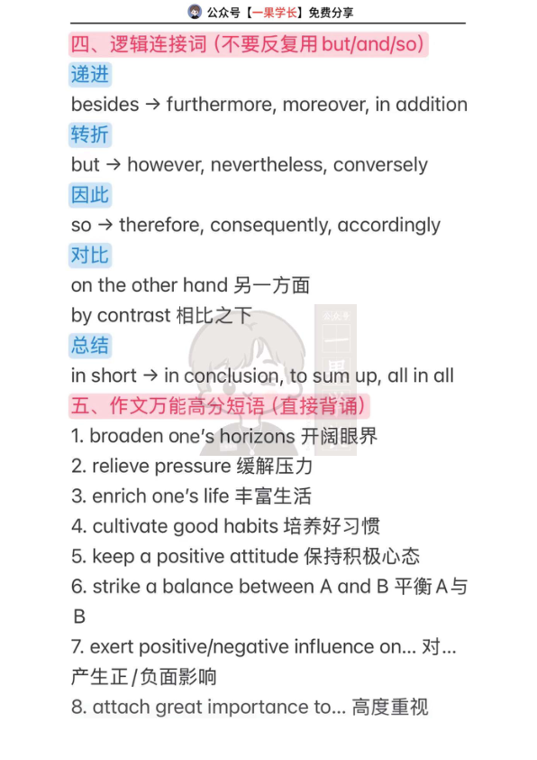 27考研英语作文高频替换词
