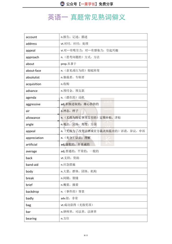 27考研英一真题常见熟词僻义