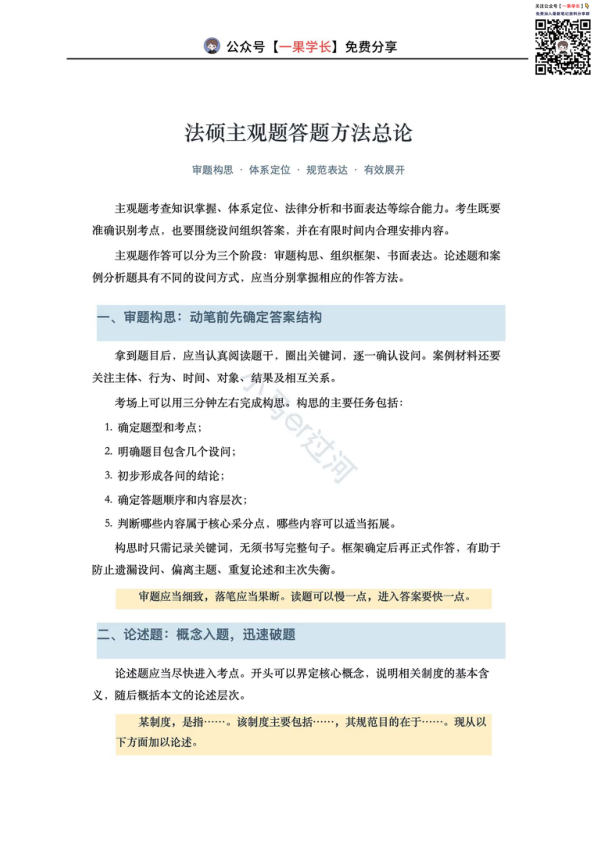 27考研法硕主观题答题方法论