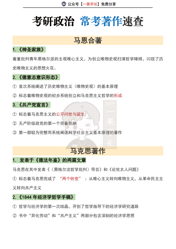 27考研政治常考著作速查