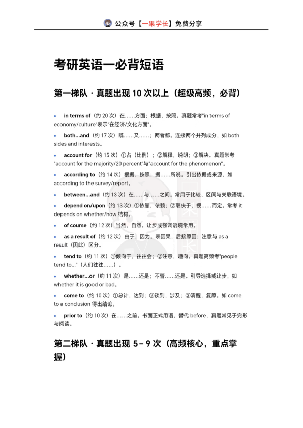 27考研英语必备短语