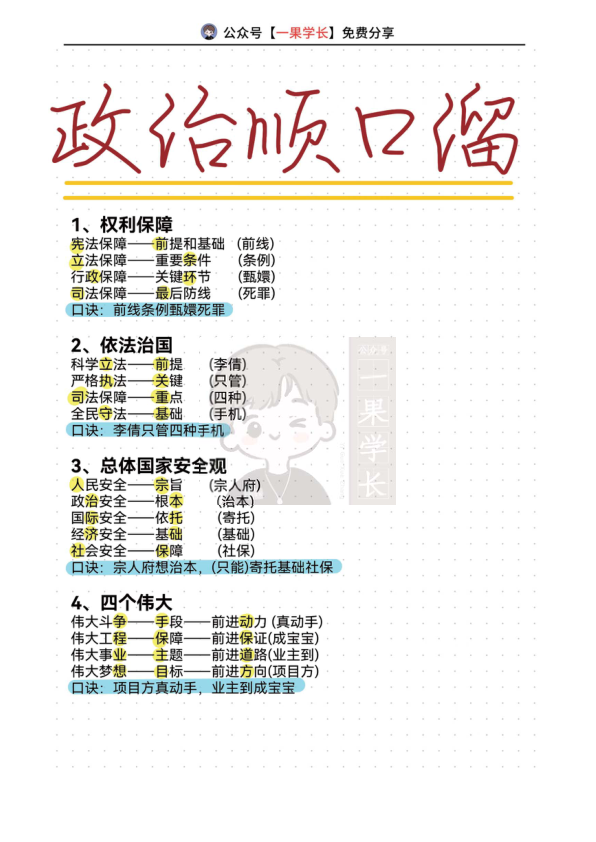 27考研政治速记顺口溜