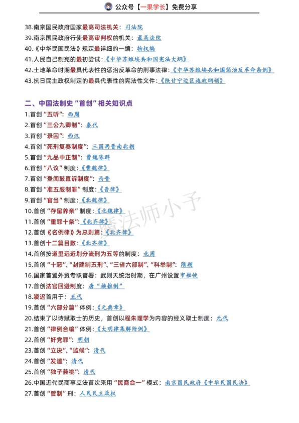 27考研法硕法制史客观题大满贯要点速刷