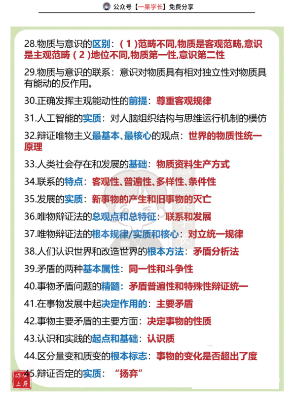 27考研政治马原关键词汇总