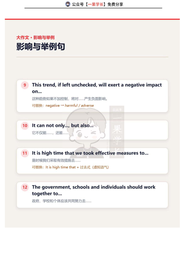 27考研英语作文20个常用句