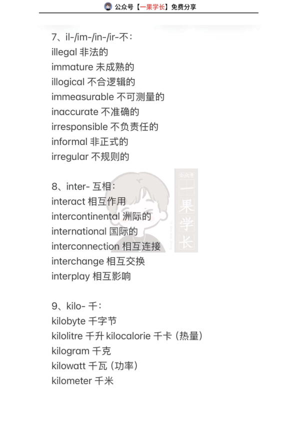 27考研英语词汇常用前缀