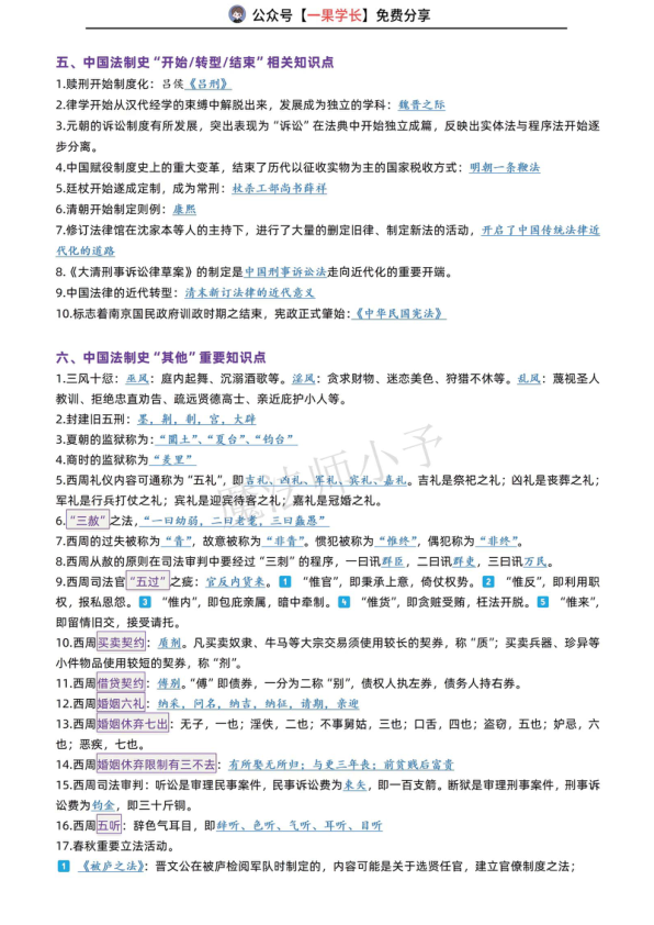 27考研法硕法制史客观题大满贯要点速刷