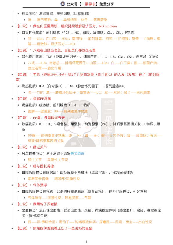 27考研西综ttsx小王病理学口诀