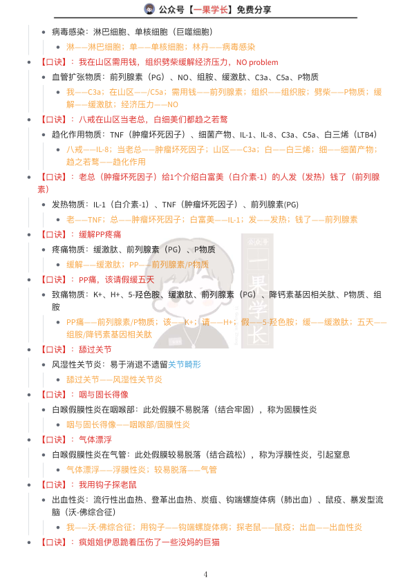 27考研西综小亮病理学口诀