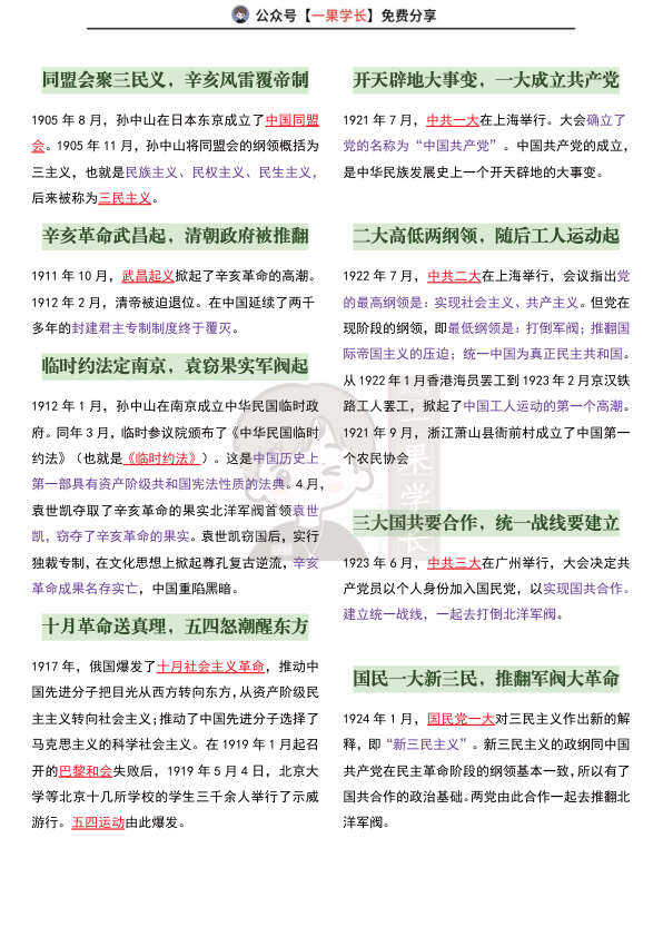 27考研史纲顺口溜（会议+历史事件）