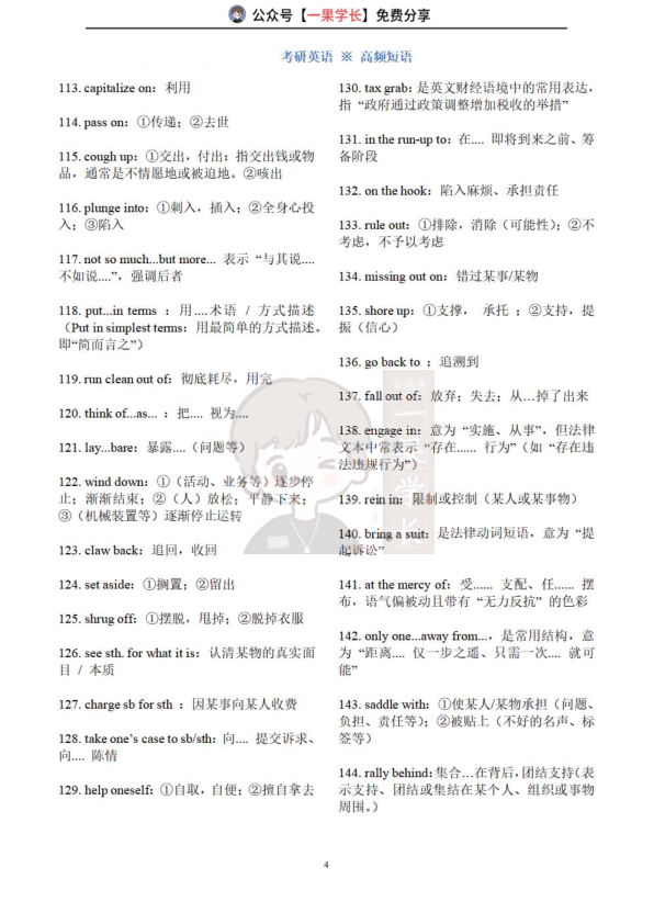 27考研英语高频短语