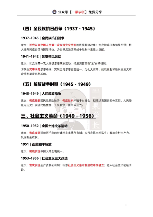 27考研腿姐史纲各时期运动汇总