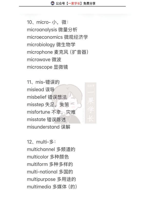 27考研英语词汇常用前缀