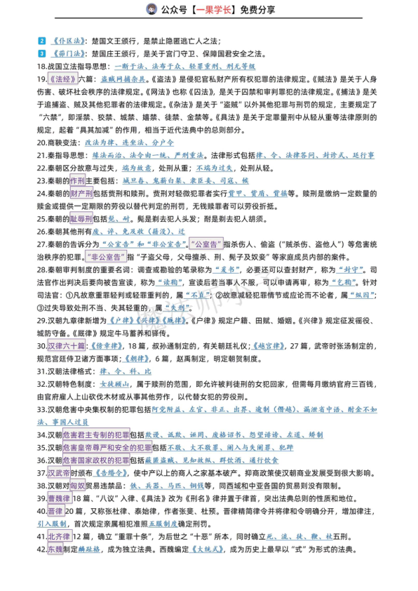 27考研法硕法制史客观题大满贯要点速刷