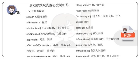 26考研阅读真题态度词汇总（颉斌斌唐迟）